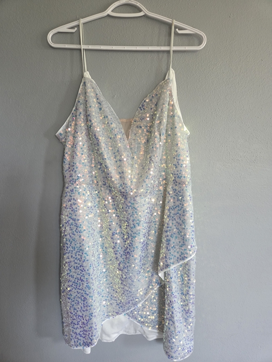 Dresses & Skirts - Iridescent Sequin Slip Dress - White/Blue